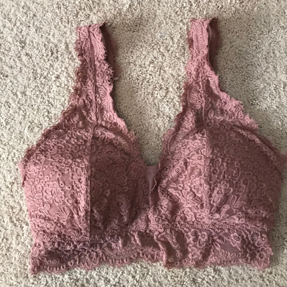 Aerie Eyelash Lace Plunge Bralette (M DD)